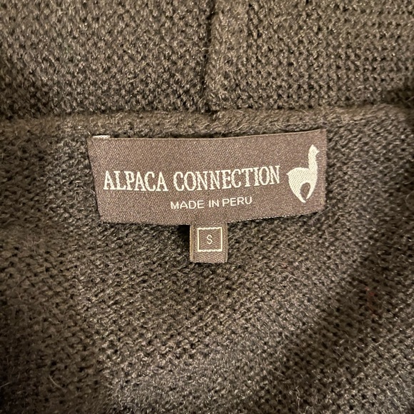 Alpaca Connection Cardigan Sweater Hoodie Womens Small Black Knit Full Zip Wool - Picture 7 of 12